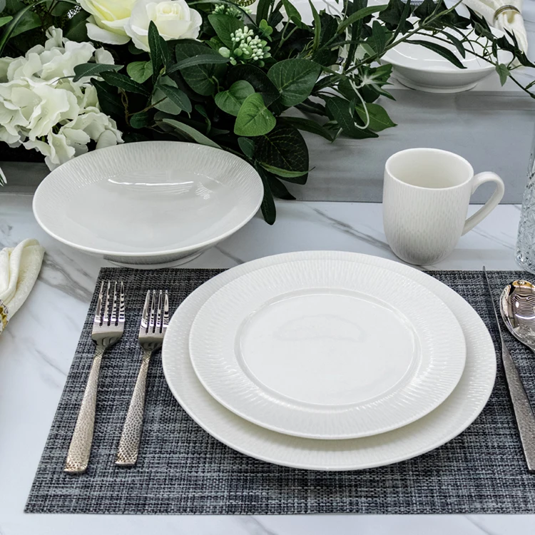 wholesale  porcelain white plates porcelain dinner sets hotel-restaurant servies dinnerware rustic