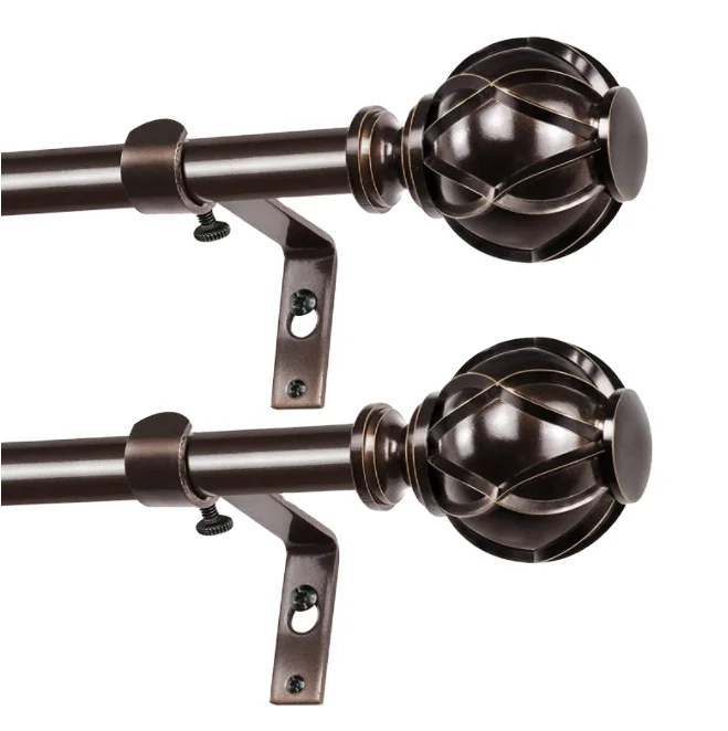 Smart Home Factory Pricing Decorative 3/4 Inch Curtain Rod 48 to 86 Inches 2 Pack Window Single Drapery Rod with Finials