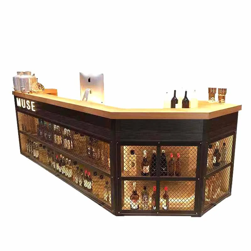 Новый дизайн, модная длинная высокая промышленная винтажная кухонная деревянная плита для ресторана, барные столы