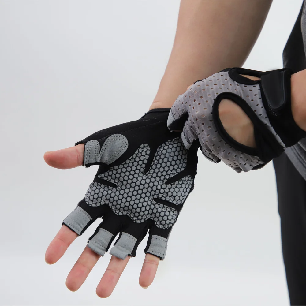 Customized Outdoor Sports Half Finger Bicycle Touring Off Road Textile All Season Racing Gloves