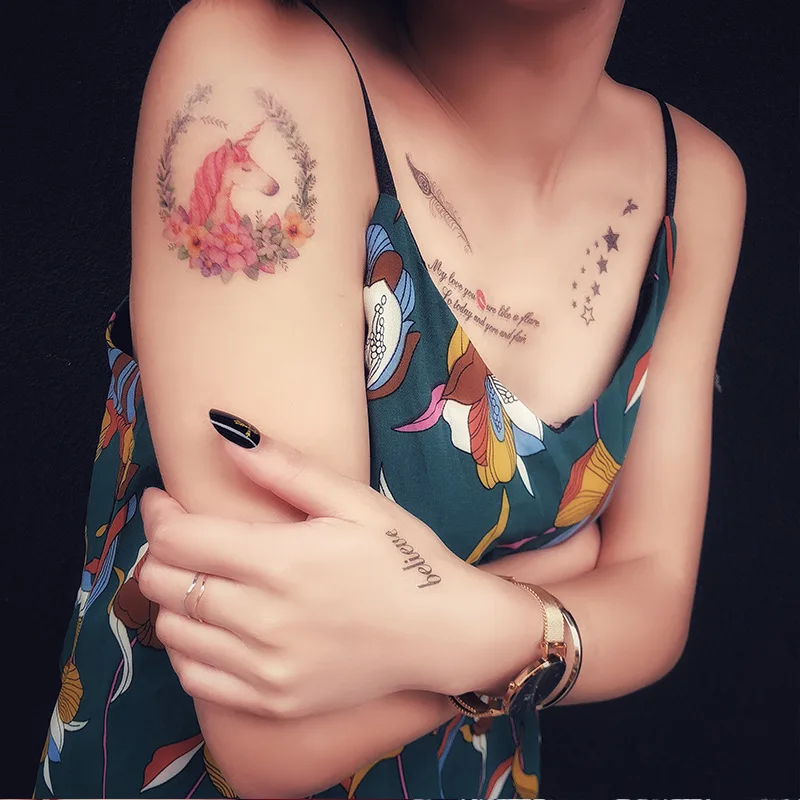 Hot Red lotus flower Water Transfer Tattoo Stickers Back Waist Women Art Temporary Tattoo Girl Sexy Flash Tatoos