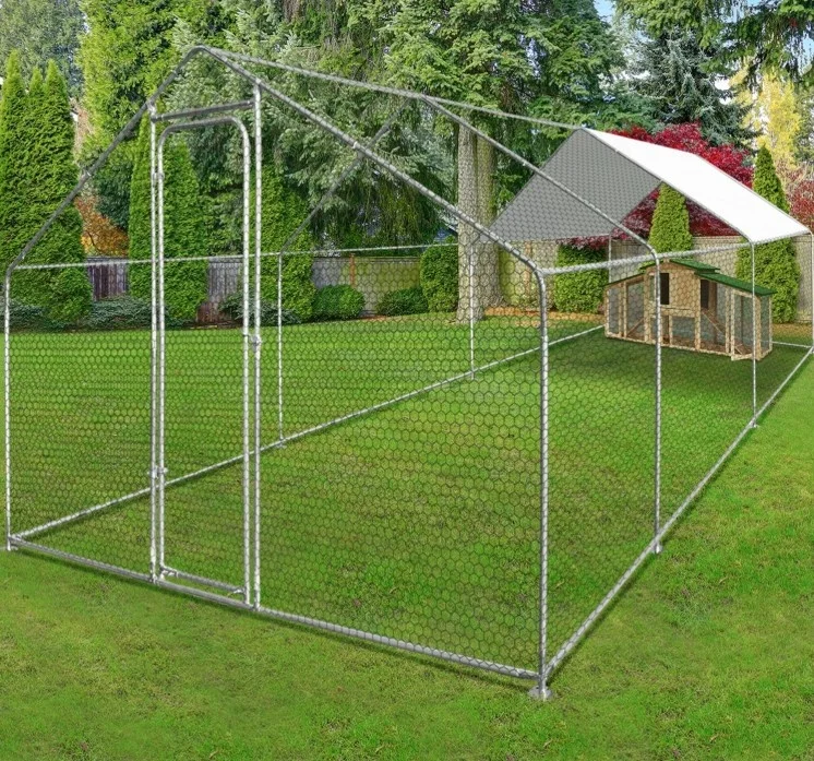 
Duck Chickens Cat Rabbit Run Pets Enclosure Cages Metal Tubes with Roof Sunshade 