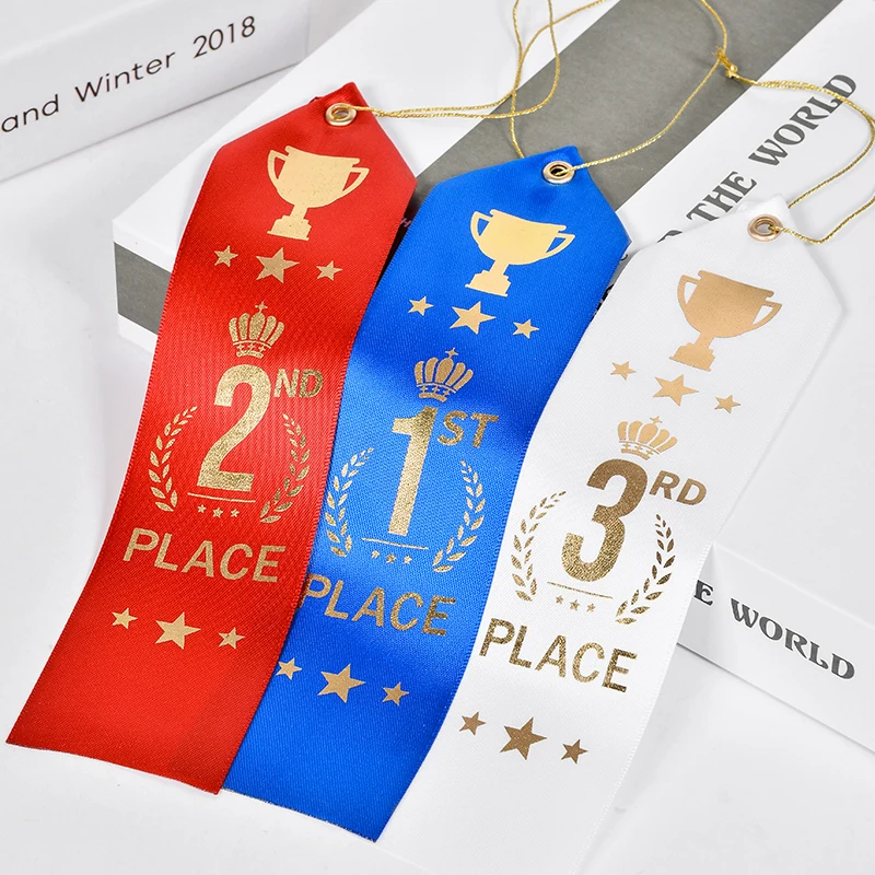 2 Inch Custom Logo Double Faced Satin Awards Ribbon White Red Color Custom Gift Ribbons