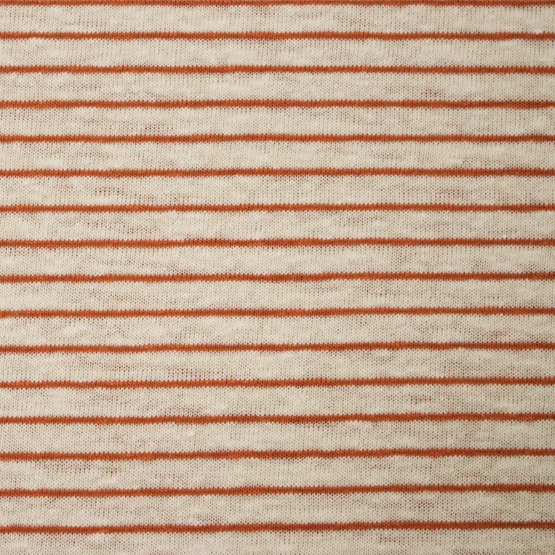 Stripe knitted Beige*orange 55% linen 45% recycled polyester stripe jersey skin-friendly fabric for t shirt