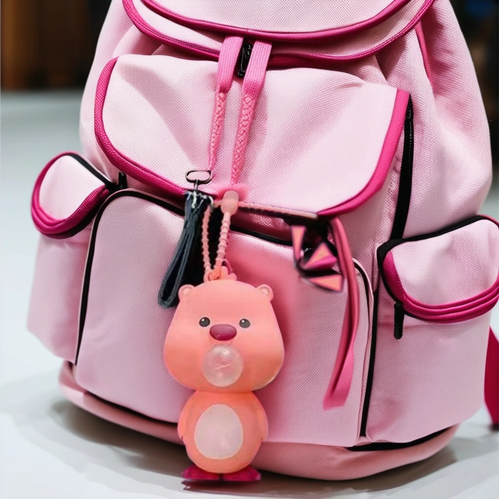 Wholesale Little Beaver Kawaii Keychain Creative Ruby Model Blowing Bubbles Toy Plastic Office Accessories and Student Gift