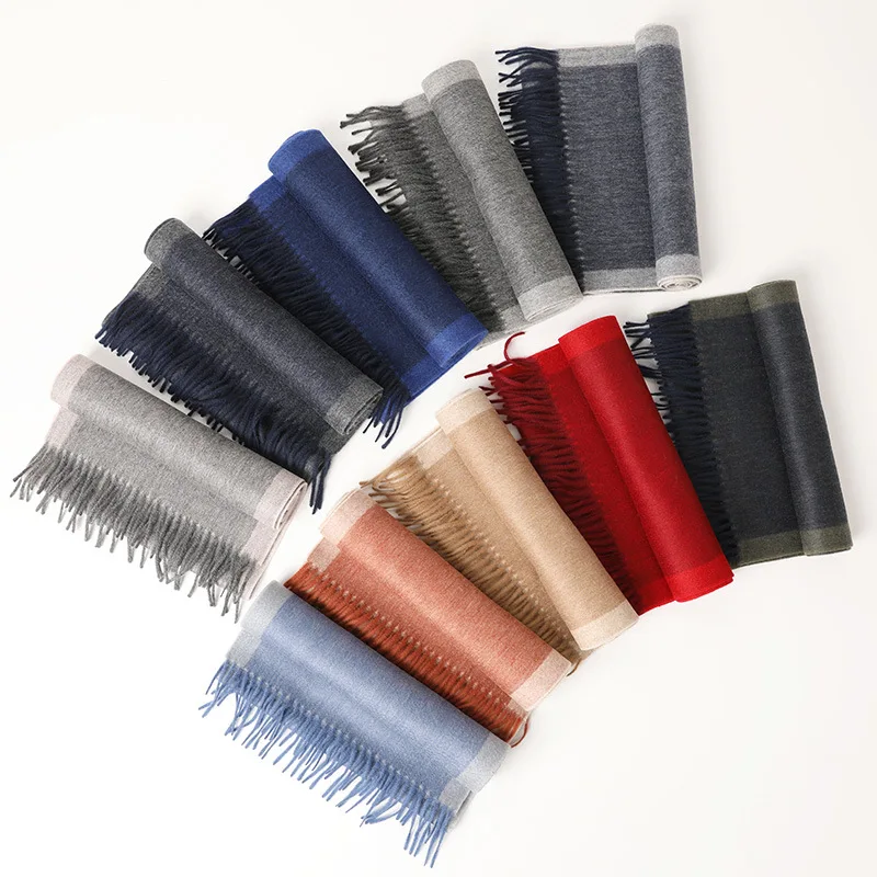 Men and women unisex autumn and winter cashmere scarf wholesale cashmere  warm scarf solid color tassel extension scarf