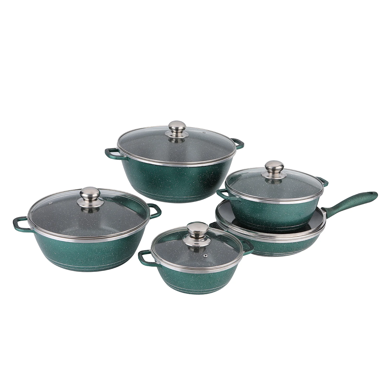 High Quality Wholesale Nonstick Cookware Ceramic Pan Sets with Soft Touch Handle Die Cast Kitchenware Set