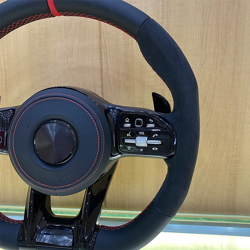 SJC Auto Fit for Benz Real Leather Steering Wheel E200  E300 E320 E350 E43 E63 Old Model to New Style Steering Wheel Alcantara