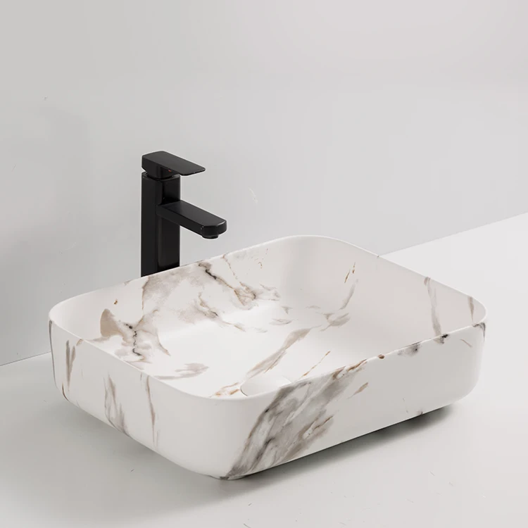 lavamanos rectangular design white ceramic counter bathroom sink wash basin for hotel villa