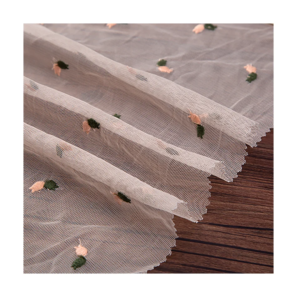 Hot Sale High Quality Nylon Extra Dense Four Corners Soft Mesh Embroidery fabric for wedding dress Samples coral fleece