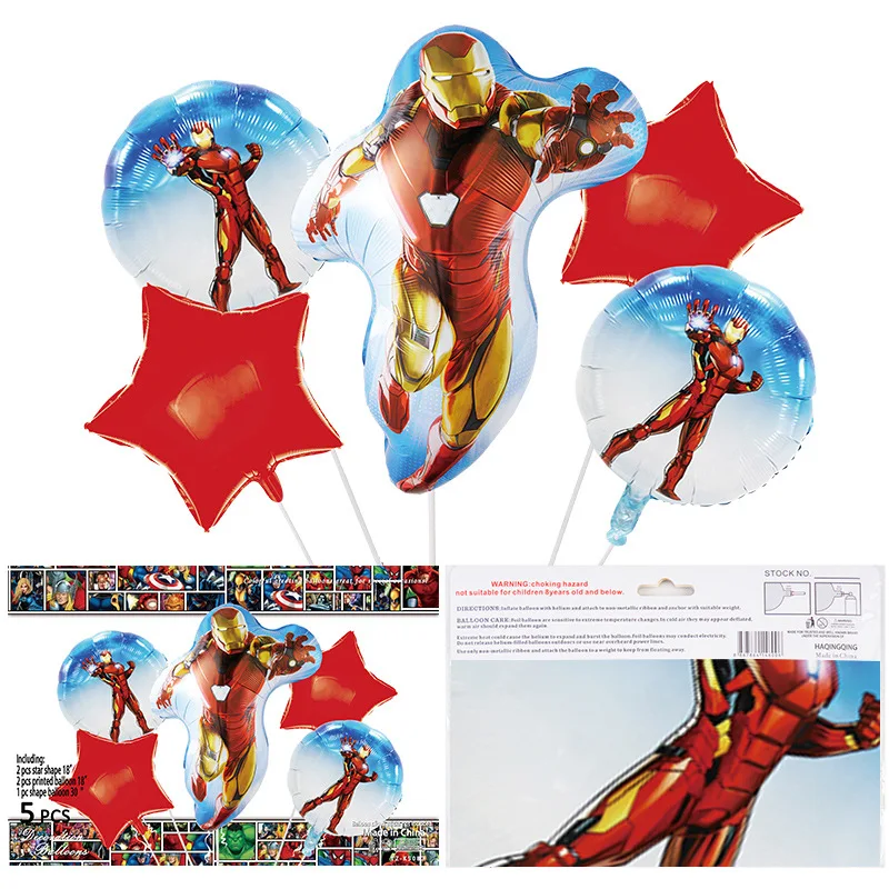 5 Sets Of Superheros Foil Balloons For Boy Girl Kids Birthday Party Supplies Decoration