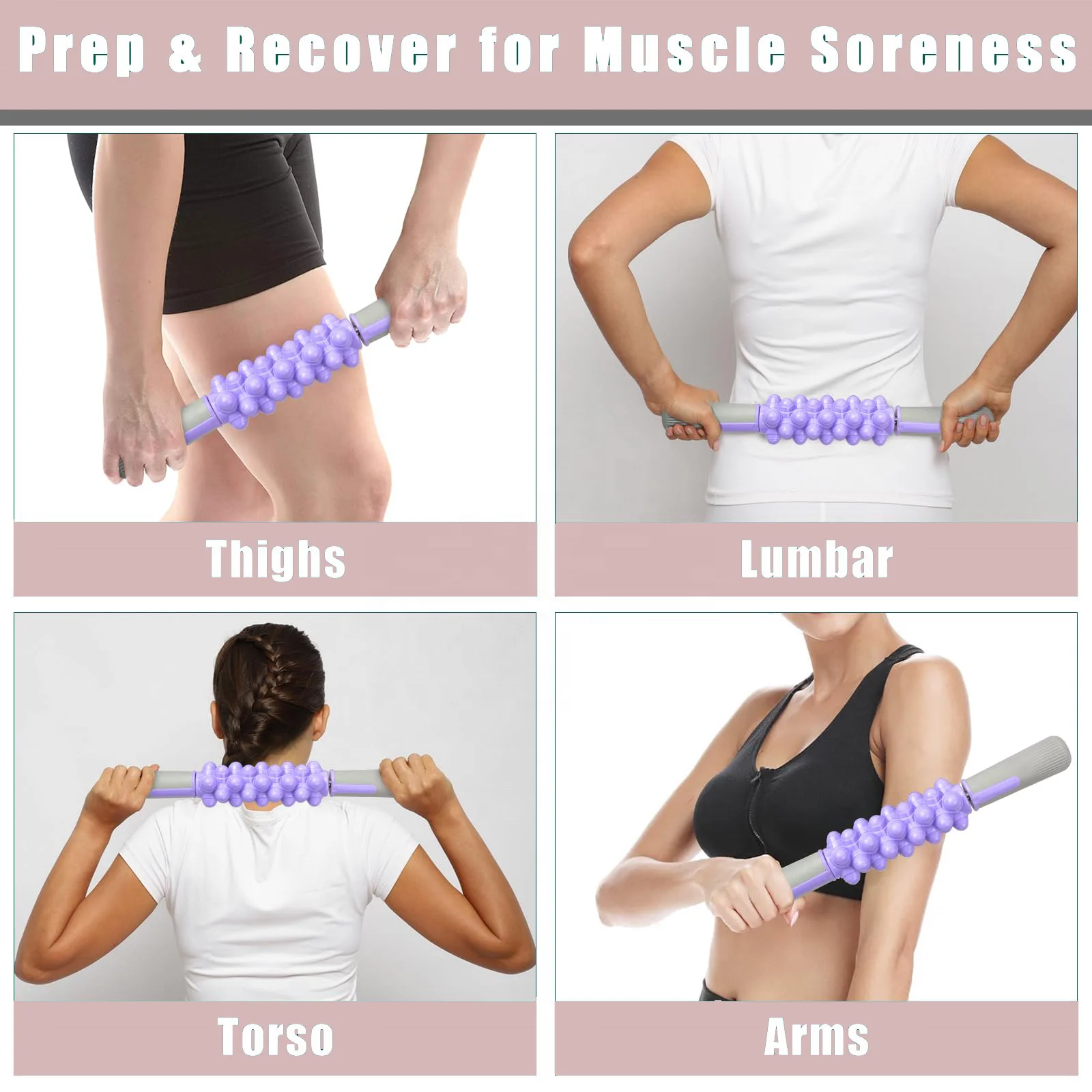 MR Factory Direct Massage Stick Roller Wholesale Support Custom Logo Deep Tissue  Muscle Massage Roller Stick