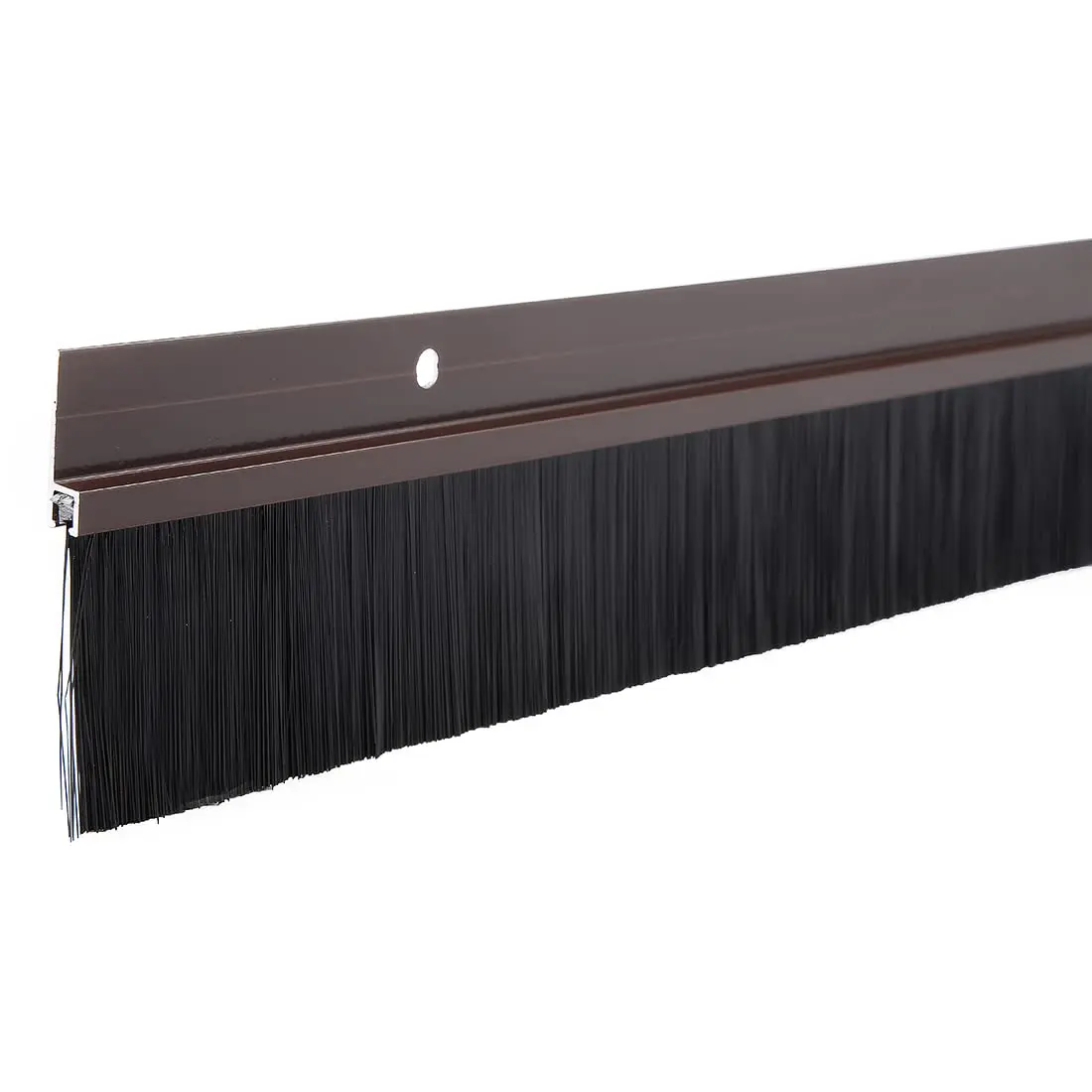 Factory Door Brush Bottom Sweep Brown H-Shape Aluminum Alloy Holder PP Silicone Soft Brush