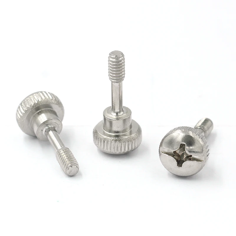 M3 M4 M5 M6 M8 304 Stainless Steel Slotted Captive Hand Screw  Knurled Thumb Screws with Reduced Shank Anti-loose Locking
