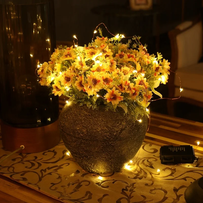 Wholesale mini curtain Warm white Indoor Decor Battery powered Timer control 2m 10m LED Micro Copper Wire String Fairy Light