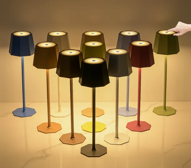 Newish Modern hardware decoration high footed desk lamp, bedroom bedside touch switch, USB charging night light