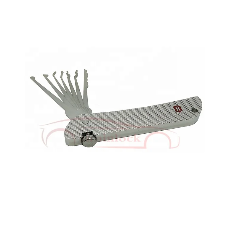 High Quality Portable Stainless Steel Silver 7 in 1  knife folding hook Lock Pick Set quick Opening Tool