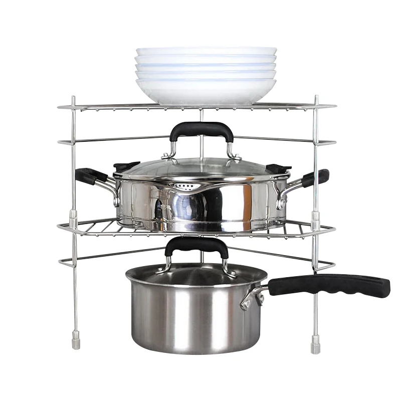 
Combination Kitchen Storage Shelf Bathroom Corner Shelves Corner Rack Pan Pot Divider Holder 