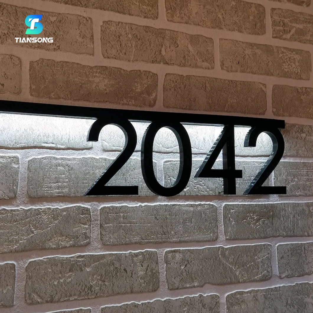 Stainless Steel Backlit House Number Sign 3D Led Backlight Letters For Shop Front Home