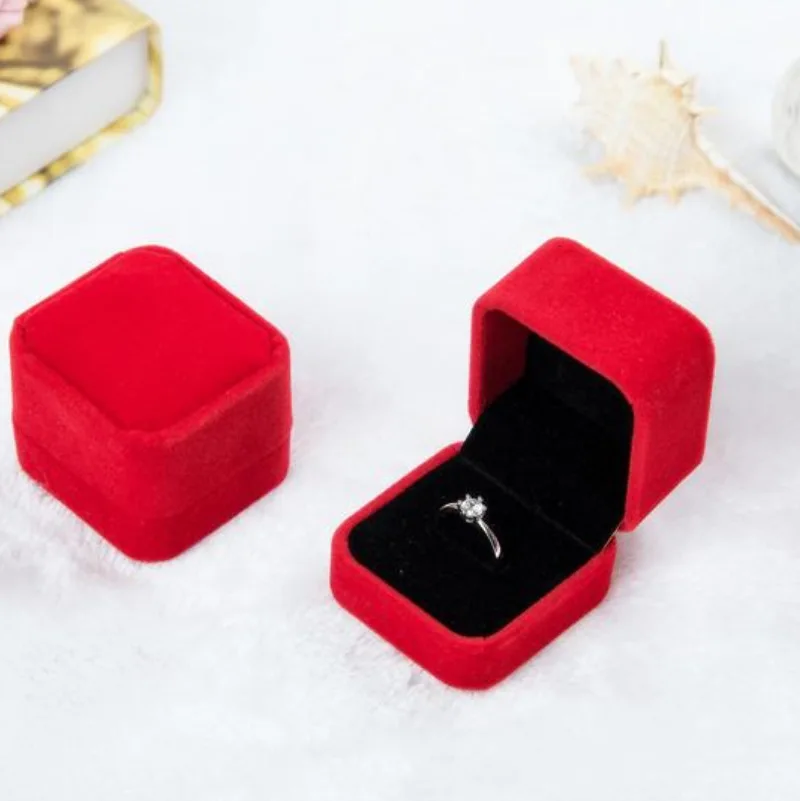 Flannel Jewelry Pendant Packaging Wedding Ring Box Stud Earrings Flocking Gift Box