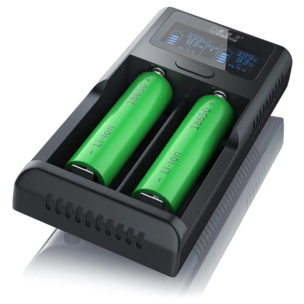 hot selling 18650 li-ion battery charger 2 slots battery charger with USB cable