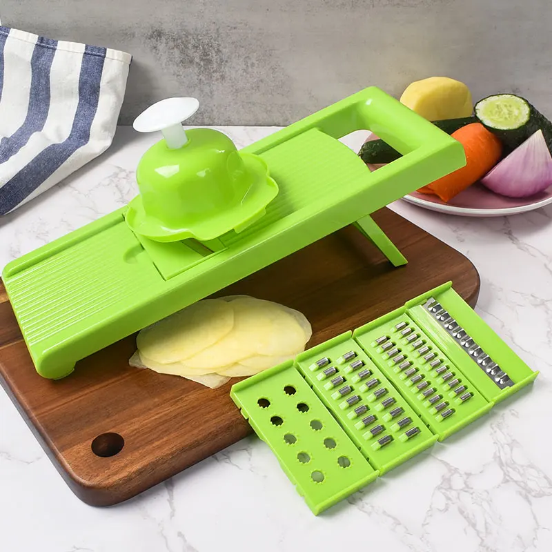 7in1 Vegetable Chopper Stainless Steel Blades Handheld Vegetable Cutter Vegetable Slicer For Potatoes, Carrots