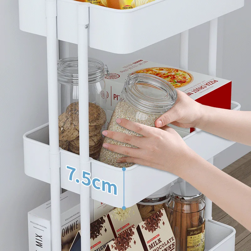 Practical 3-Tier Mobile Storage Rack New Designed Metal Makeup Cosmetic Organizer Trolley Sundry Utility Storage Cart New