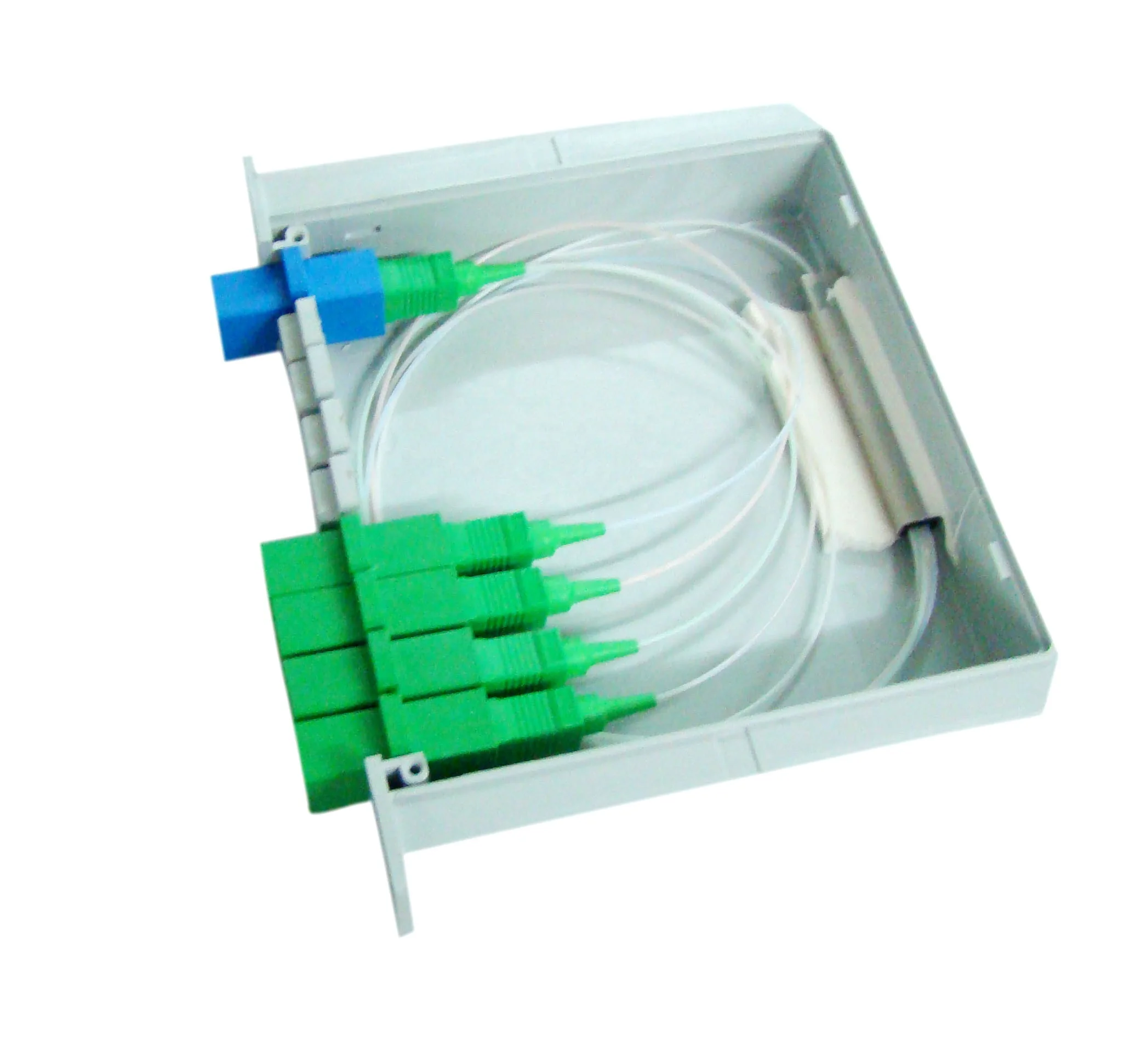 China ZKP 1X4 Fiber Optical Splitter PLC Splitter Insert Type Fiber Optic Divider with Adapter SC/APC