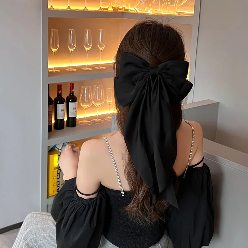 Red Ribbon Bow Hair Clip Summer the Back of Head Hair Clip Super Fairy Headdress Elegant Clip for Women