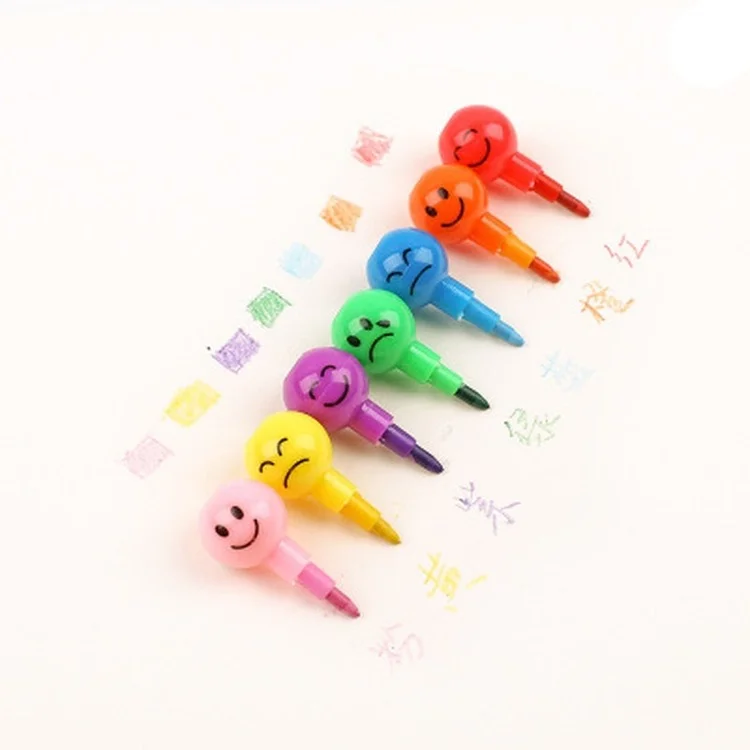 Cute 7 colors graffiti crayon expression smiley face pencil free sharpening pencil