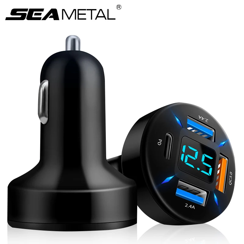 Универсальное автомобильное зарядное устройство 12 В, 24 В, 66 Вт, 4 USB, быстрое зарядное устройство для телефона, автомобильное зарядное устройство Usb, автомобильное зарядное устройство QC3.0 + PD