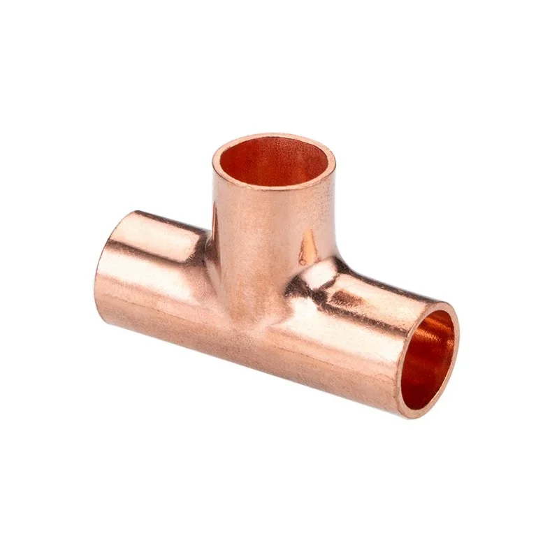High quality air conditioning cold storage hydropower unit medical casting red copper T-type tee welded pipe fittings