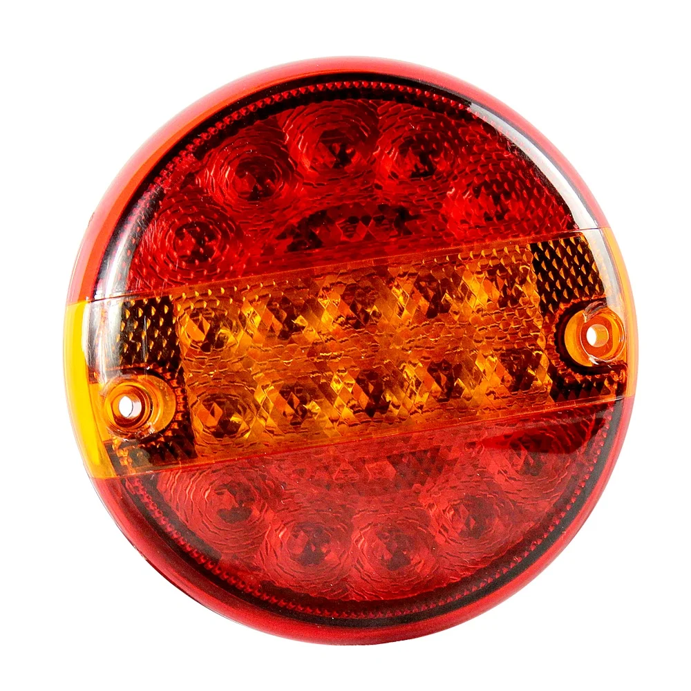 Round Hamburger 24 Volt Combination Stop Tail Turn LED Rear Lights For Trucks Trailer