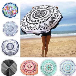 Microfiber Mandala Custom Round Beach Towels Custom Print Adult Free Woven OEM ODM Plain Bath Towel Customized Printing Designs