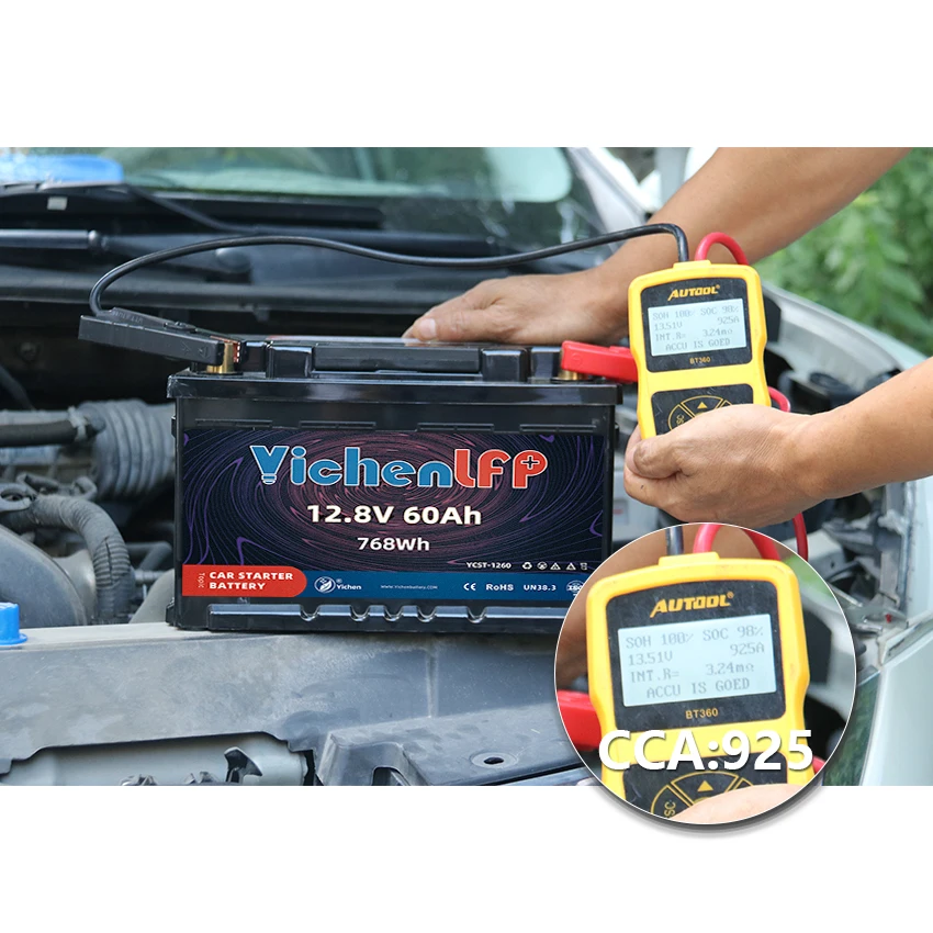 12V 60Ah CCA800 Lithium Iron Phosphate LiFePO4 for Auto Marine Cranking Lithium Battery Pack