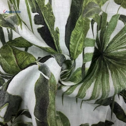 Мужская рубашка из 100% льна с длинным рукавом и цветочным принтом