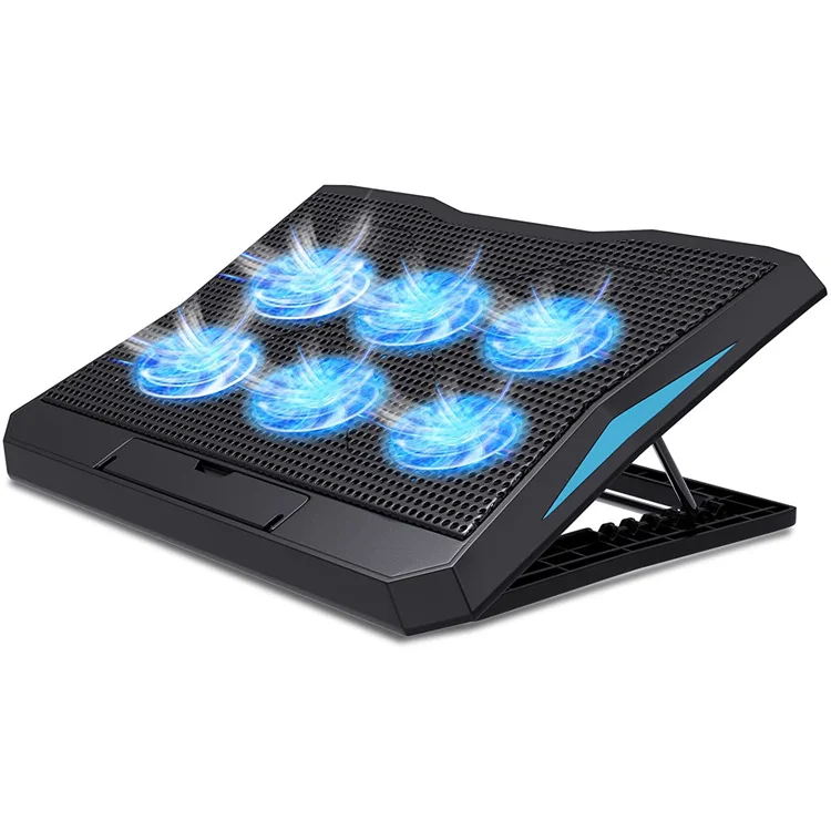 MC 6 fans cooler height adjustable foldable black notebook rgb cooler stand cooling pad laptop fan for 12-16 inch