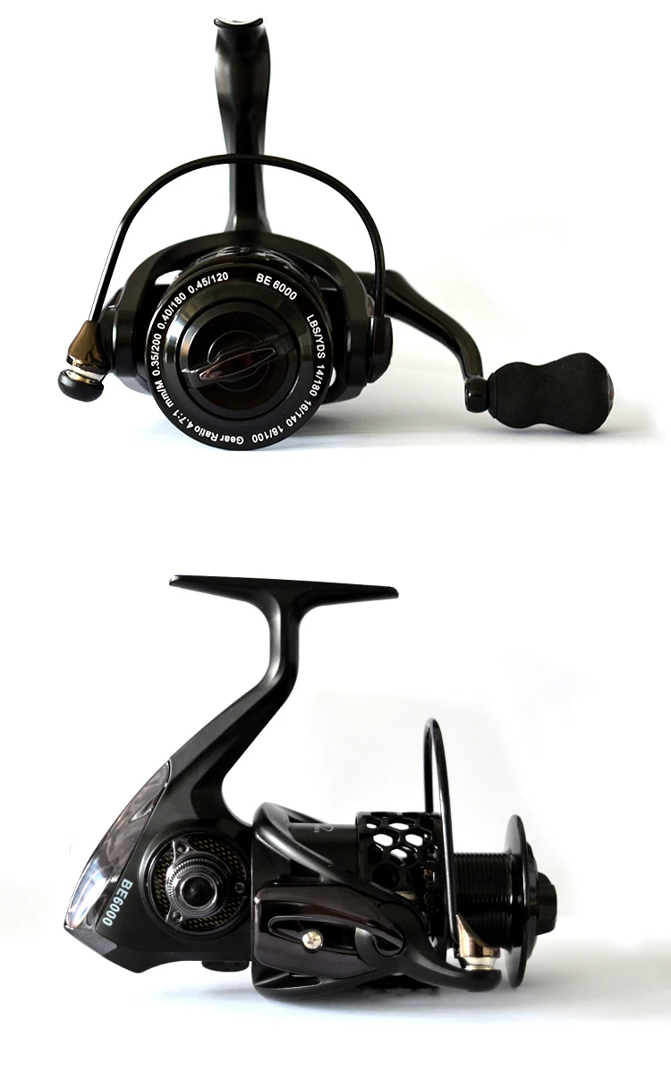 Fishdrops Hot Sale Spinning Black Metal 12bb Saltwater Lightweight Pesca Size 1000-7000 Fishing Wheel Coil Fishing Reels