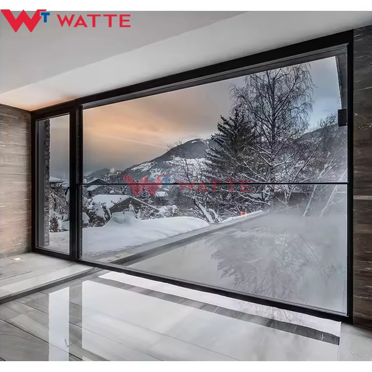 Hot sale aluminum triple glass vertical sliding lift up window custom made electric retractable large picture windows