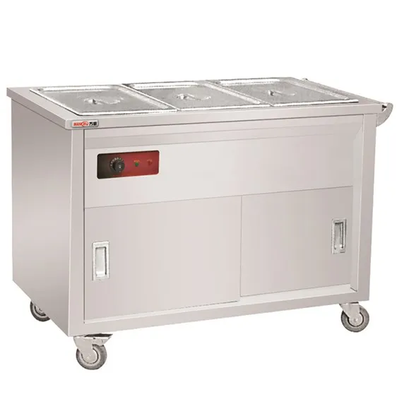 Restaurant Commercial Stainless Steel Hotel Kitchen Buffet Bain Marie Electric Food Steam Warmer Table w/ Glass Shelf Factory