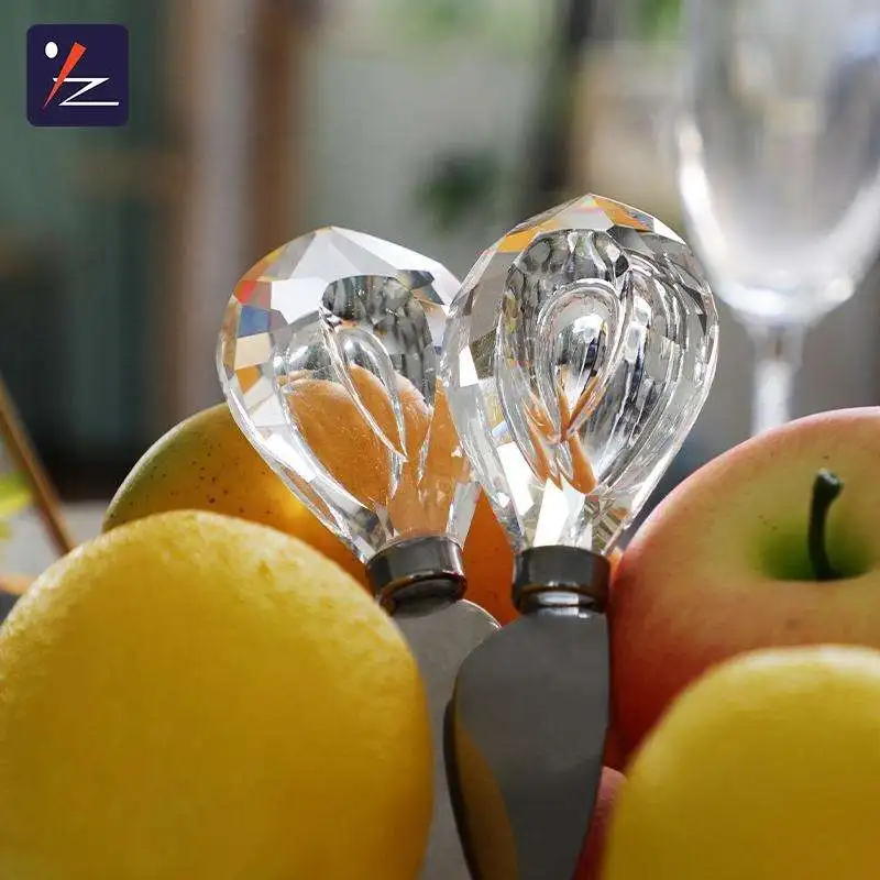 Wholesale Crystal handles with stainless steel blades wedding cake shovel knife and server set
