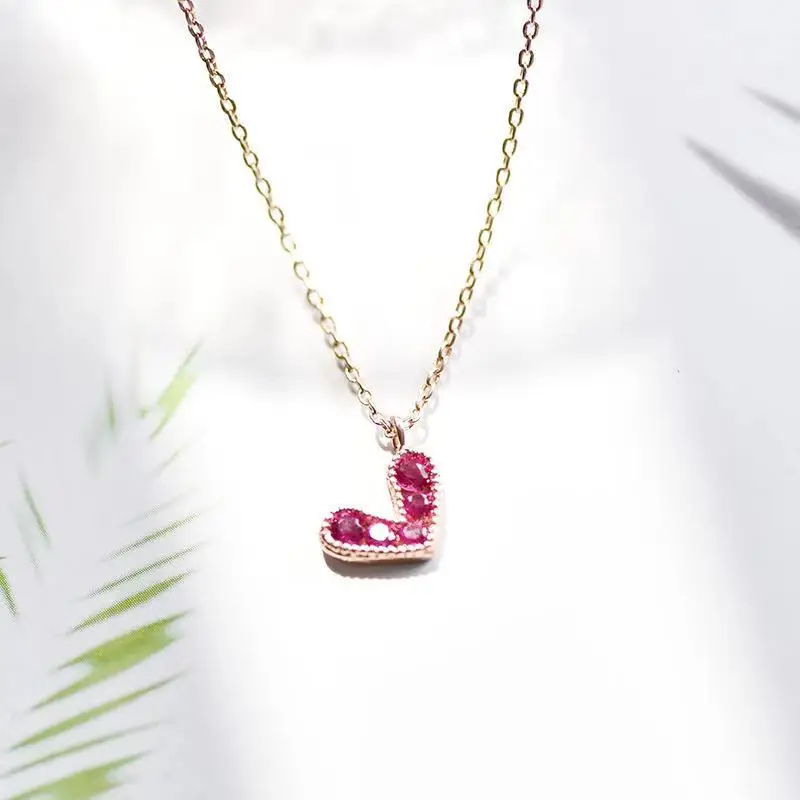 New Simple Short Rose Gold Chain Jewelry Fashion Heart Women 925 Sterling Silver Choker Necklace