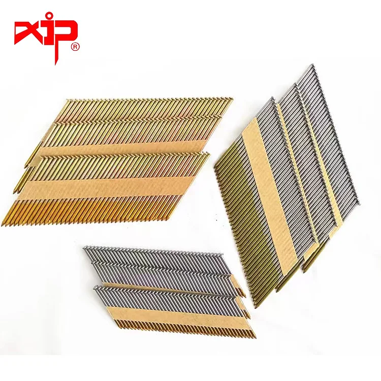 30-34 Degree EG HDG Bright Paper Strip Steel Nails Framing Gas Nailer Spiral Twist Types for Roofing and Framing