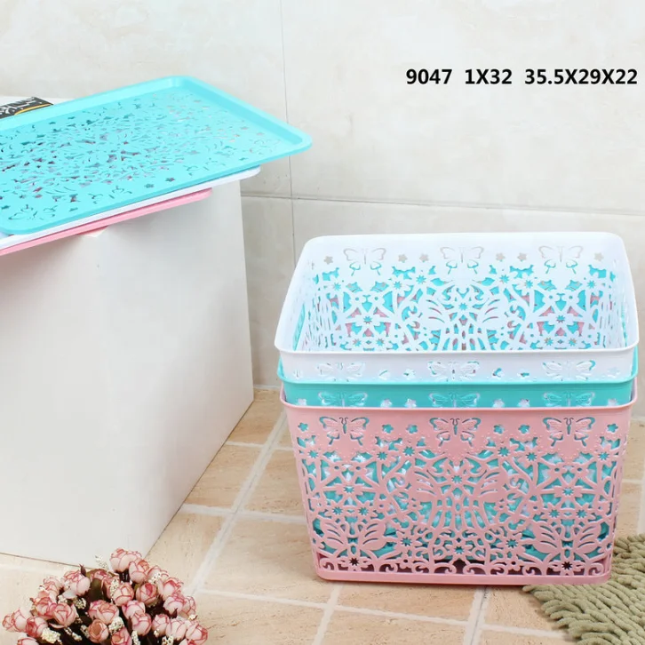 
High-Quality household laundry Rectangular storage Plastic Basket With handle 