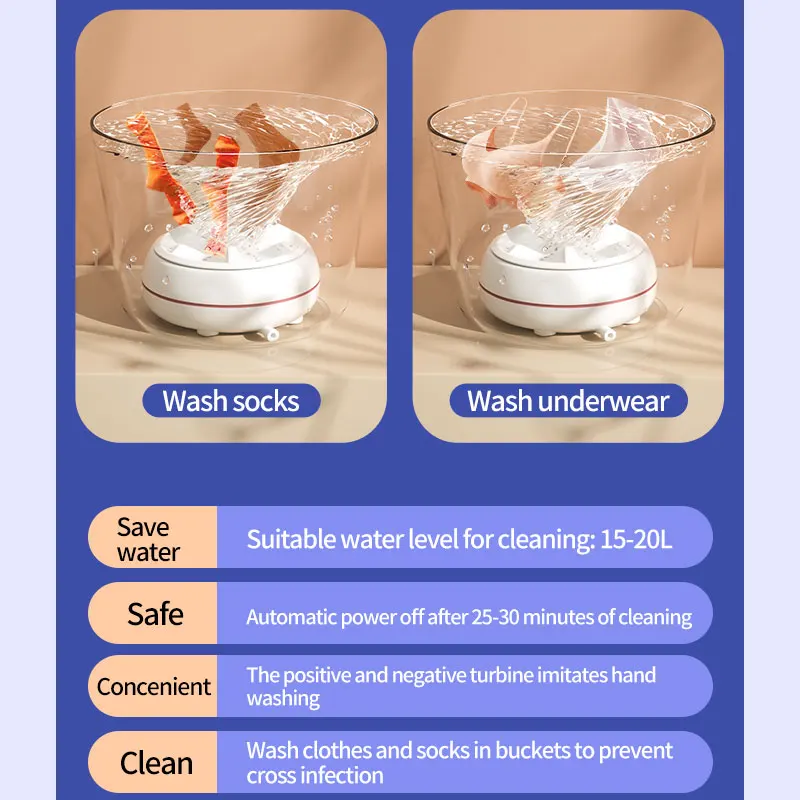 High Power Travel Portable Washing Machine Baby Clothes Underwear Socks