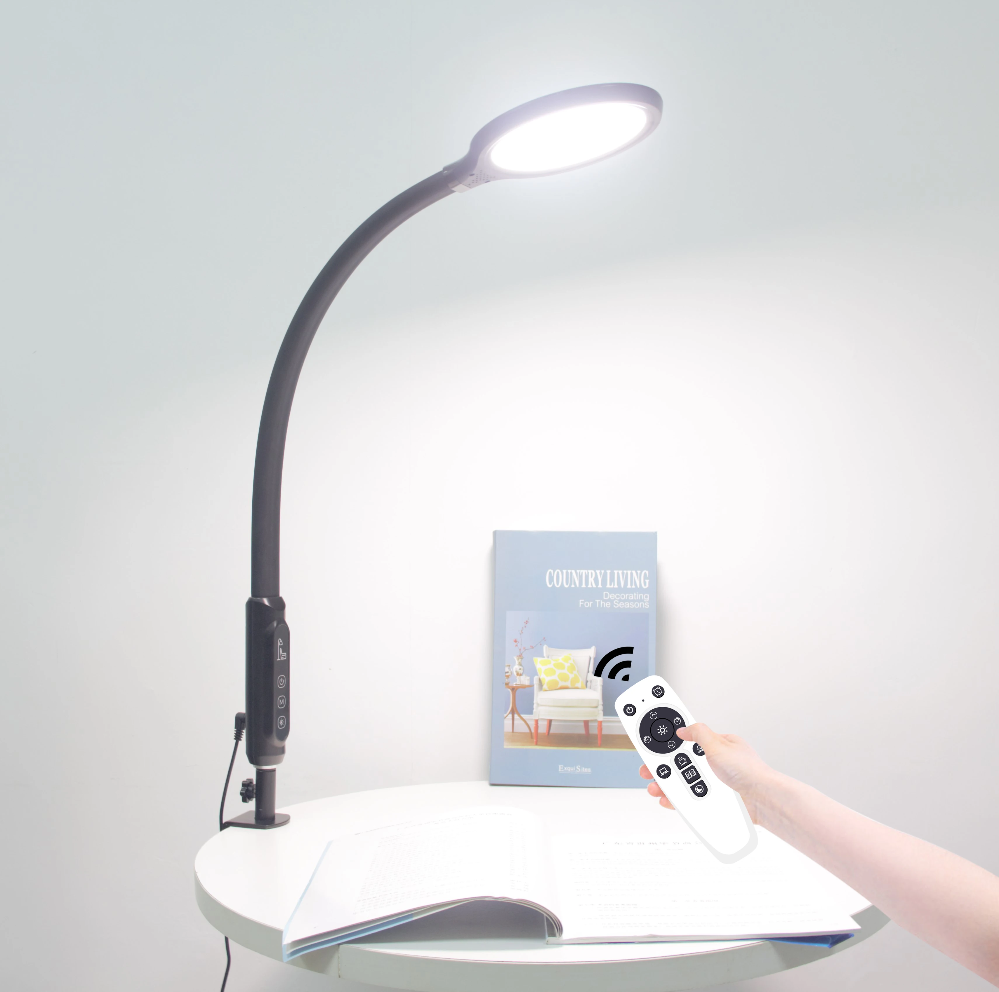 Factory EMD Long Swing Arm LED  Clamp Desk Reading Lamp 10000 Lux Light Emotional therapy lamp with Clip Remote Control 800ML