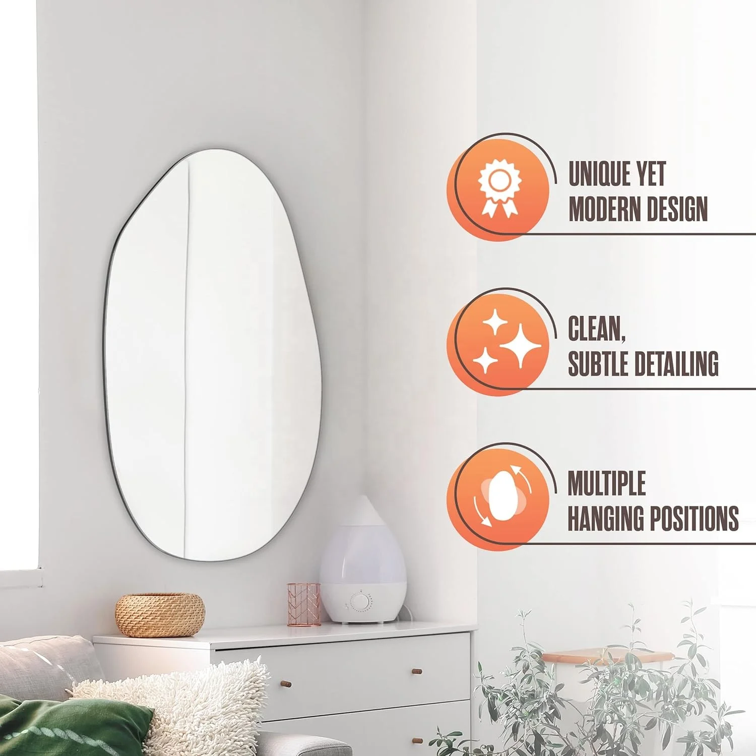 Customized Wholesale Cheap Large Modern Irregular Abstract Cloud Shaped frameless beveled Home Decorative Hanging Wall Mirror