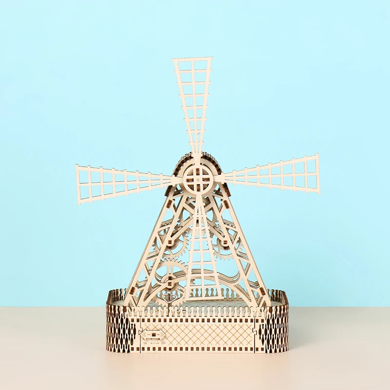 Large wind turbines Desk Decoration Assembly puzzle DIY assembly toys wooden puzzle 3D for kids