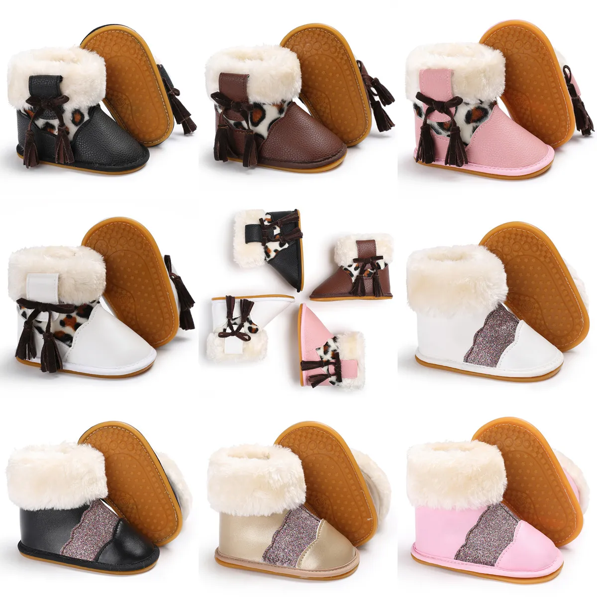 Valen Sina Winter Baby bootsBoy  Antiskid Rubber  Newborn Girl, Baby Warm Toddler Shoes 0-2 Years Old Baby Snow Boots