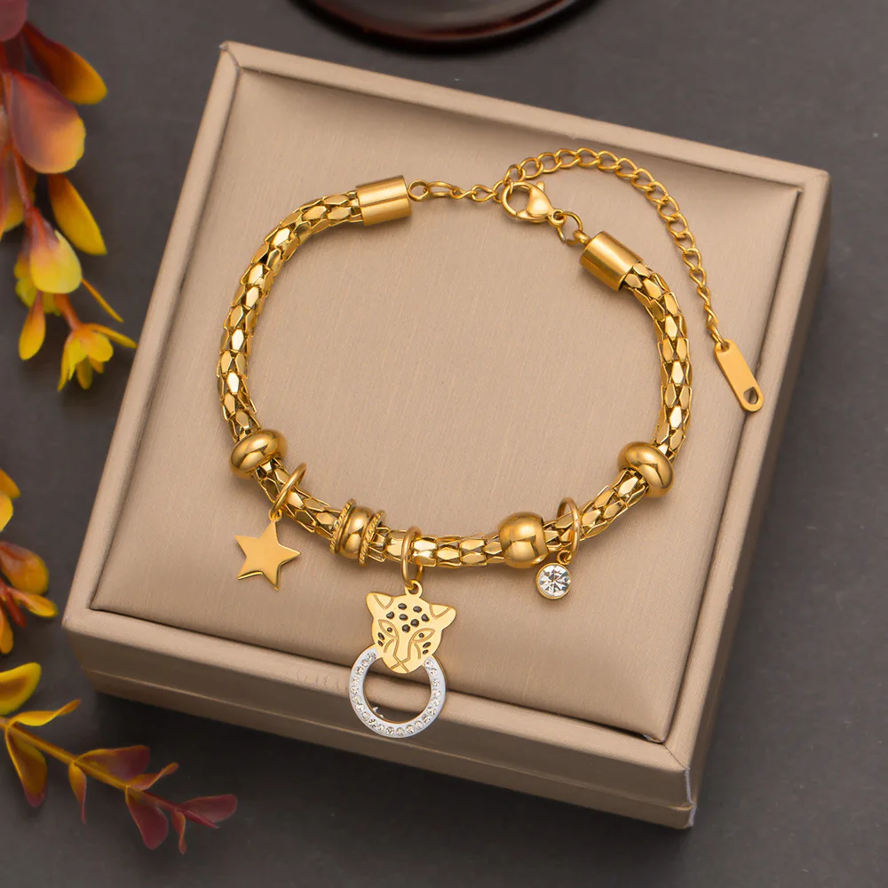 2023 Fashion Stainless Steel Gold Plated Lucky Turkey Blue Eye Wire Bracelet Femme Jewelry Bracelet